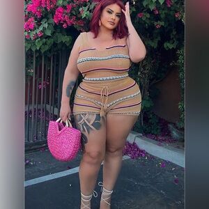 fun with you striped short set